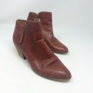 FRYE Judith Booties Leather Brown Chunky Heel Women’s Size 10M Classic Neutral